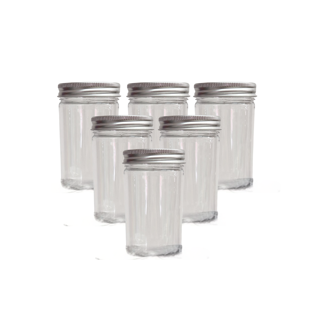 צנצנת פלסטיק 180 מ"ל 6 יח' - שקוף