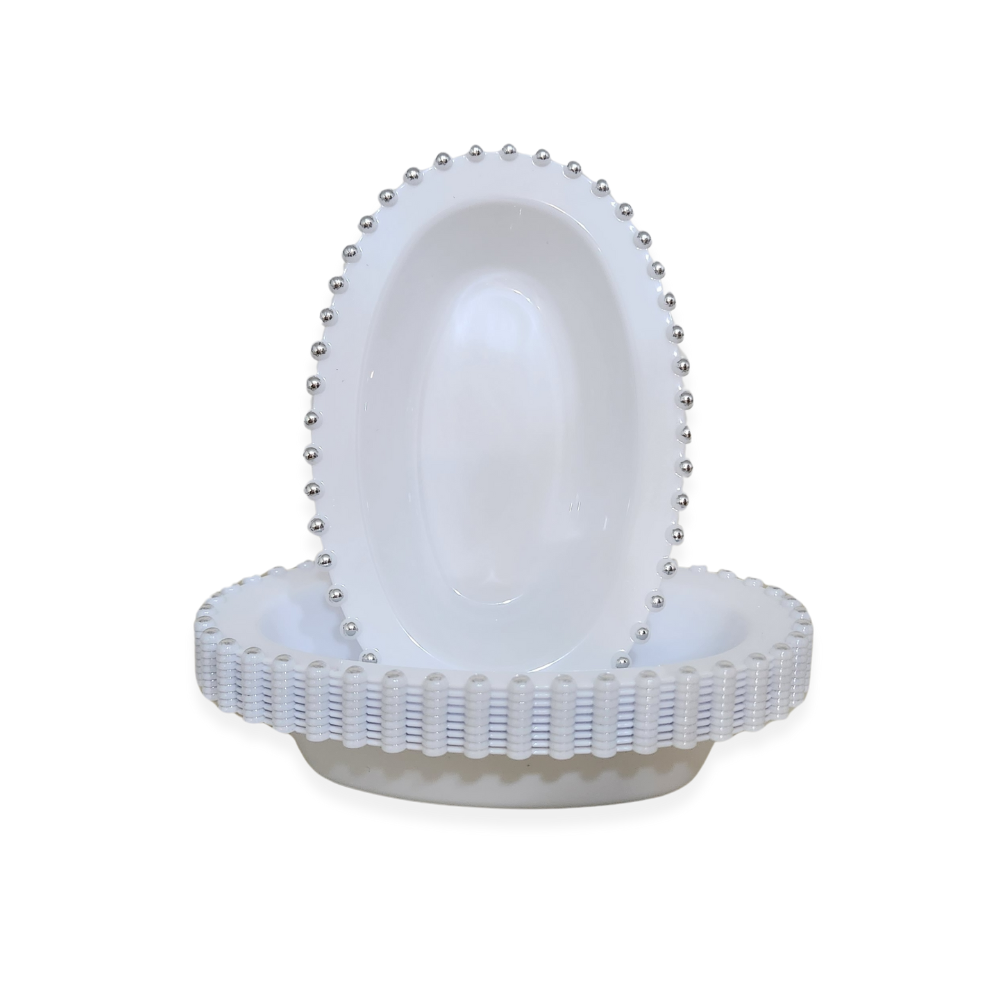 קסרול פלסטיק פנינה 10 יח' - לבן כסף 