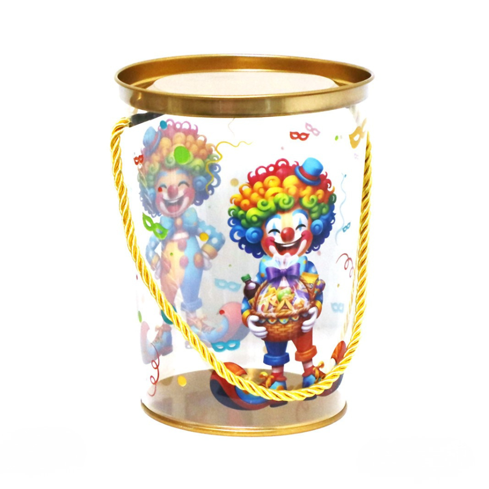 דלי פלסטיק שקוף ליצן - גדול