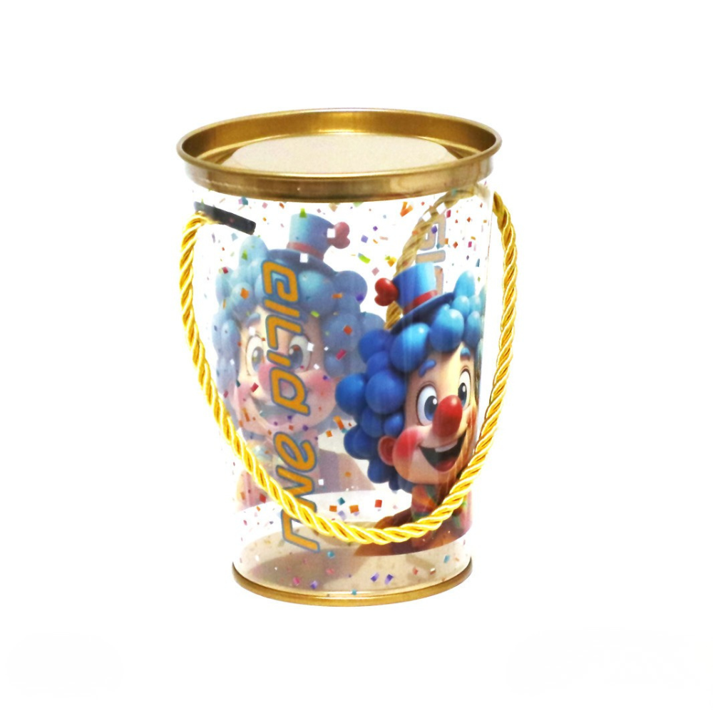 דלי פלסטיק שקוף ליצן - קטן