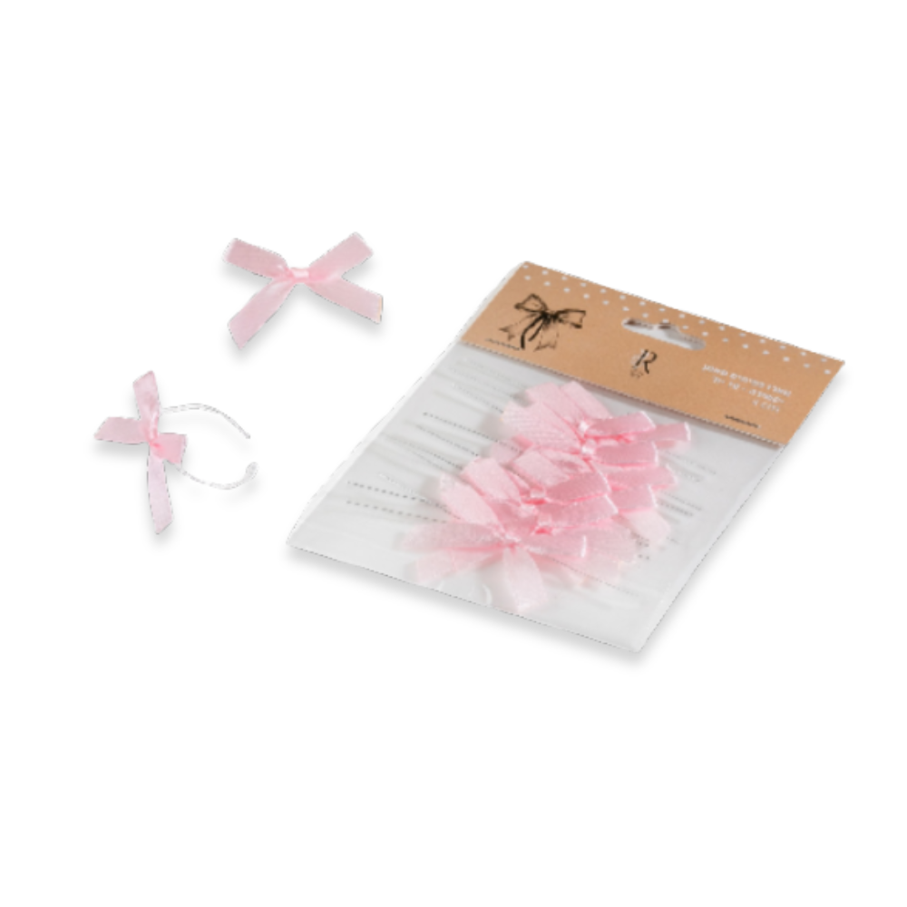 פפיון סאטן + תיל קשירה - ורוד