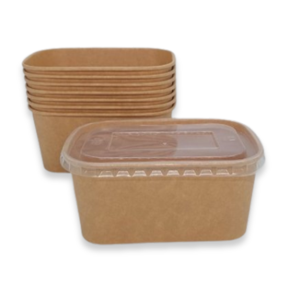 קערת קראפט מלבן + מכסה 1000 מ"ל 5 יח'