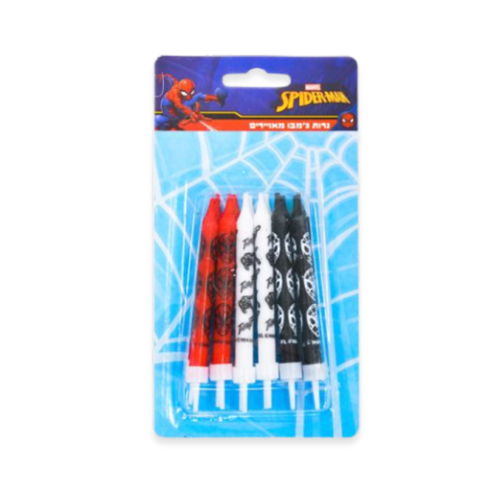 נרות יום הולדת 12 יח' - ספיידרמן