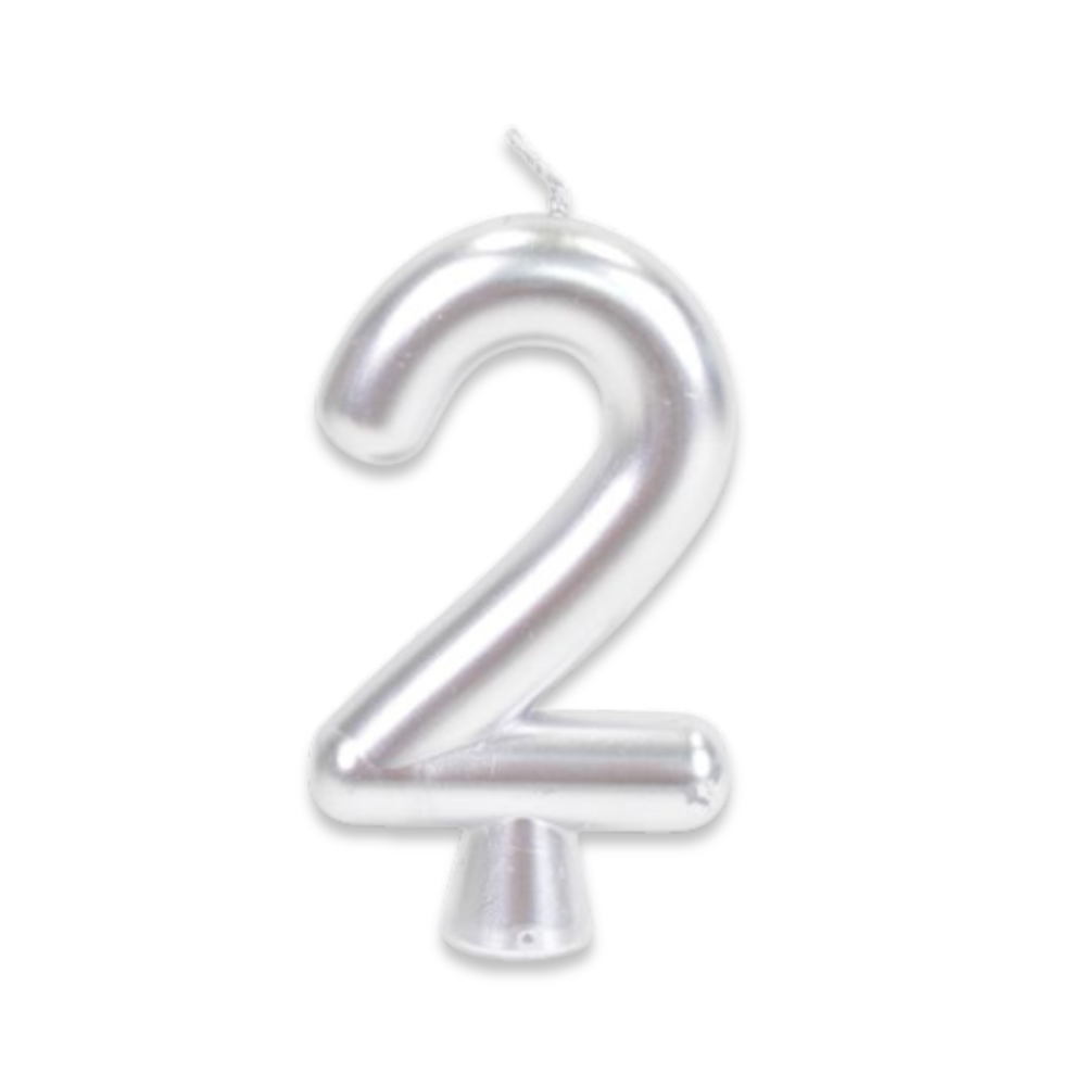 נר יום הולדת מספר 2 - כסף