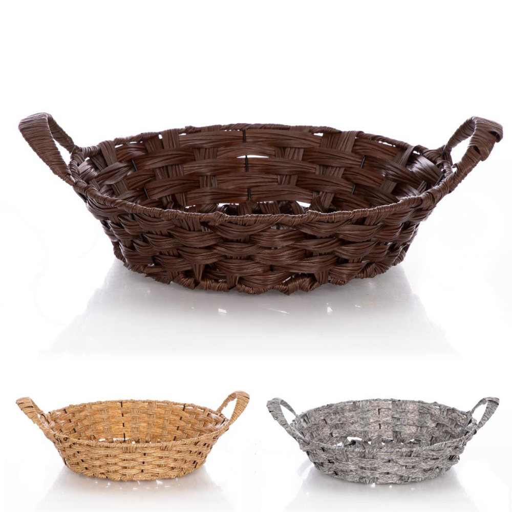 סלסלה קש עגול + ידיות גדול - צבע משתנה