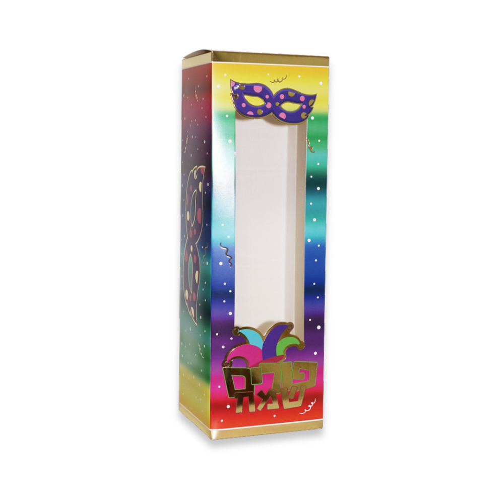 קופסת קרטון פורים שמח לאינגליש קייק + חלון