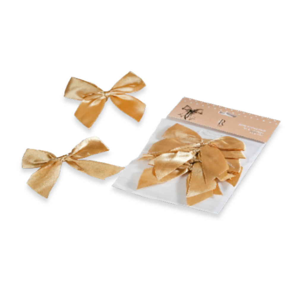 פפיון סאטן גדול + תיל קשירה - זהב