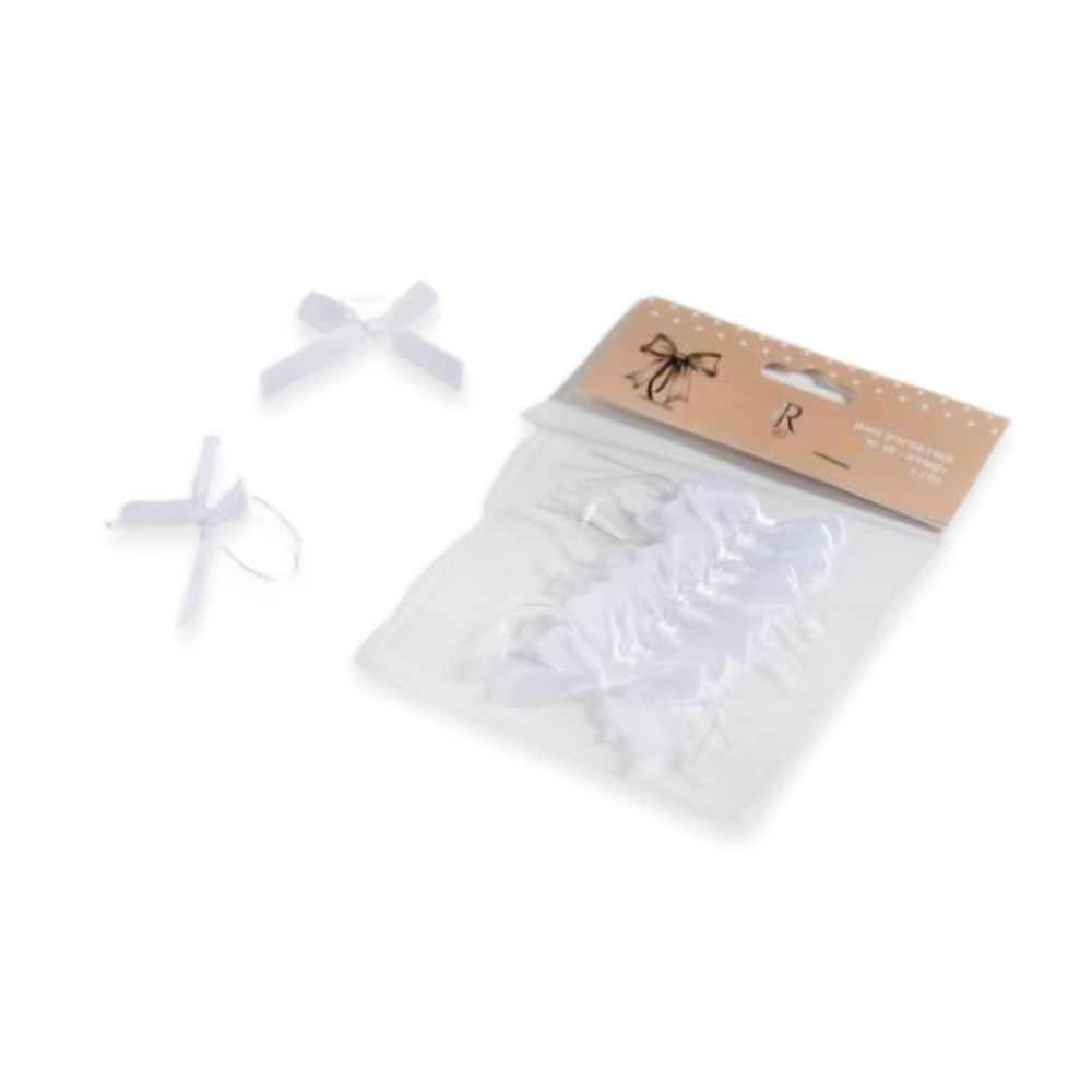 פפיון סאטן + תיל קשירה - לבן