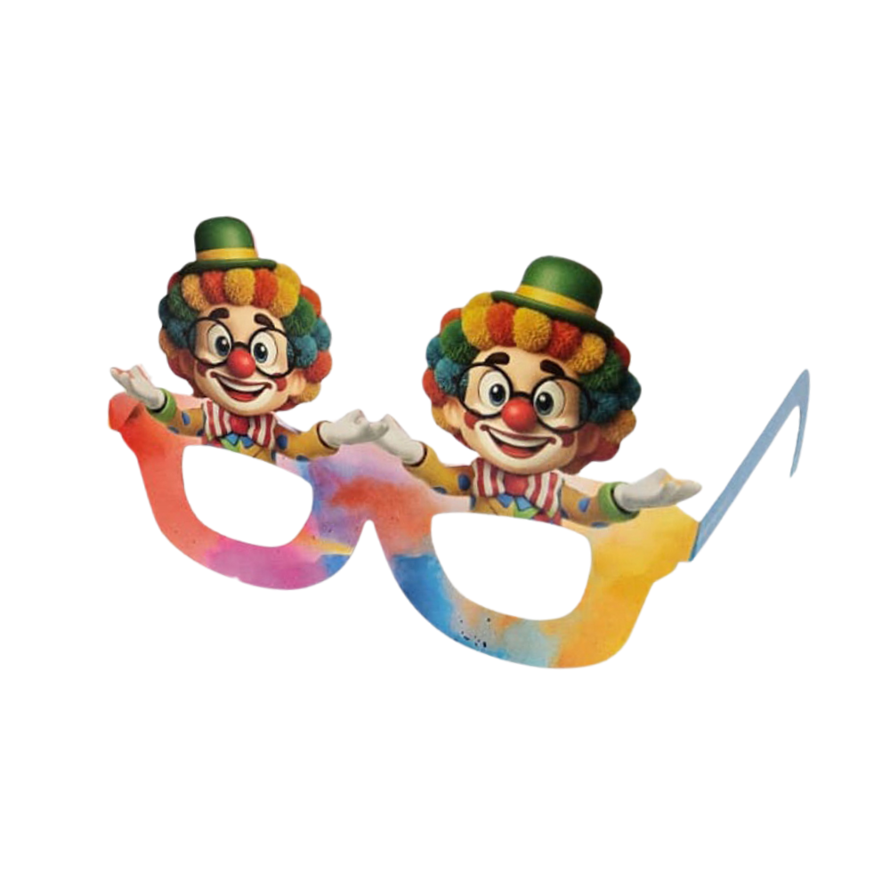 משקפיים לפורים ליצן 6 יח' - צבעוני