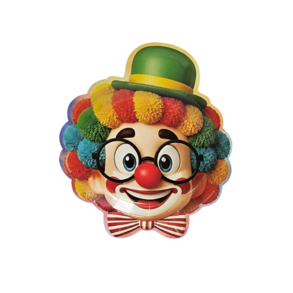 צלחת נייר 7 ראש ליצן 10 יח' - צבעוני