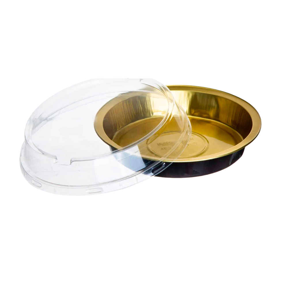 3 יח' תבנית אלומיניום עגול + מכסה - שחור זהב