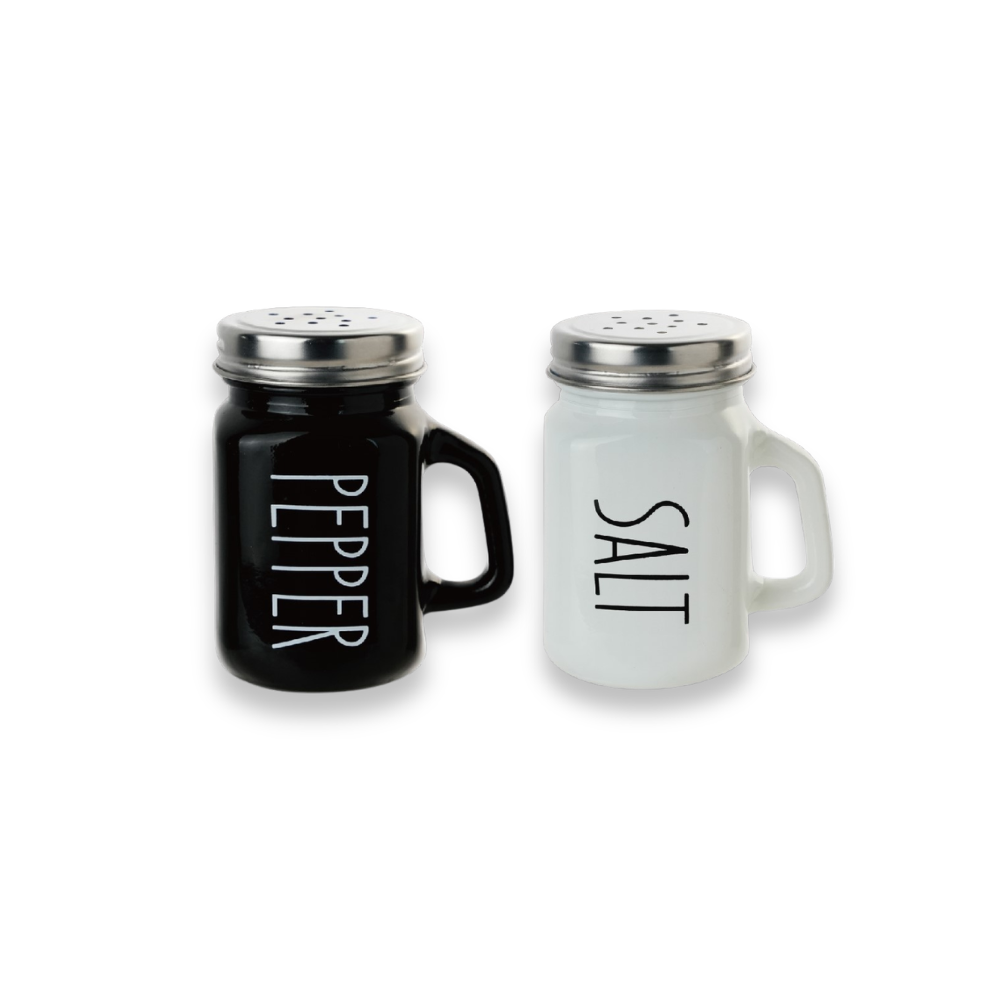 סט מלח ופלפל מזכוכית עם ידיות