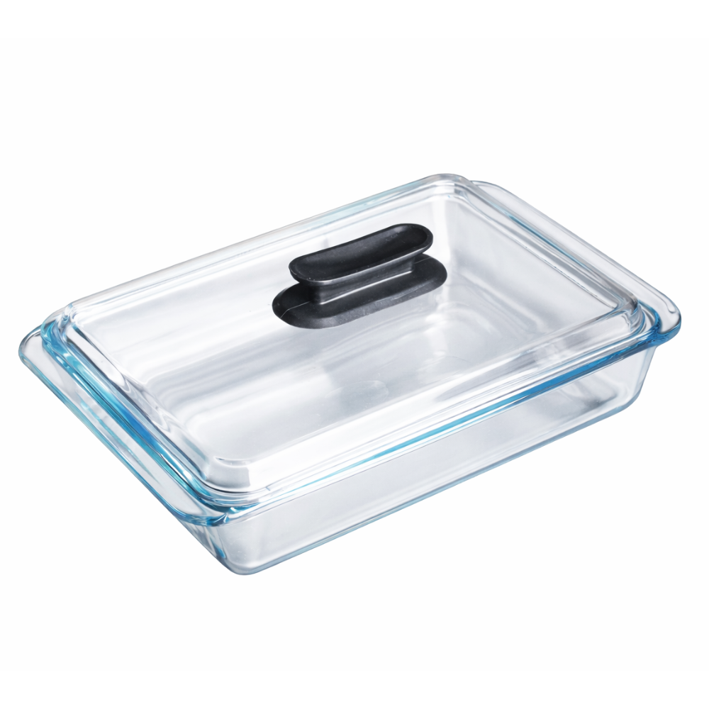 תבנית מלבנית מזכוכית עם מכסה 2.8 ליטר