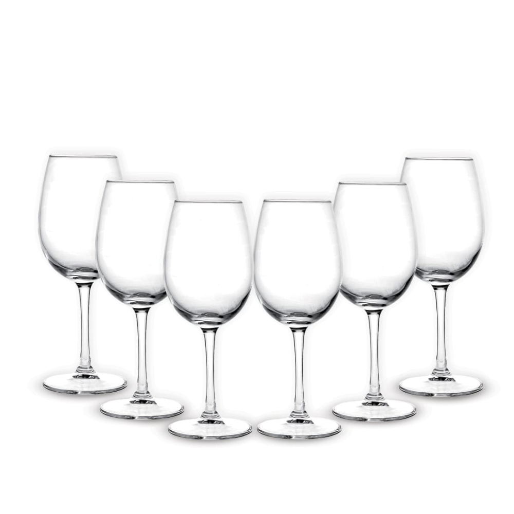 שישיית כוסות יין מזכוכית