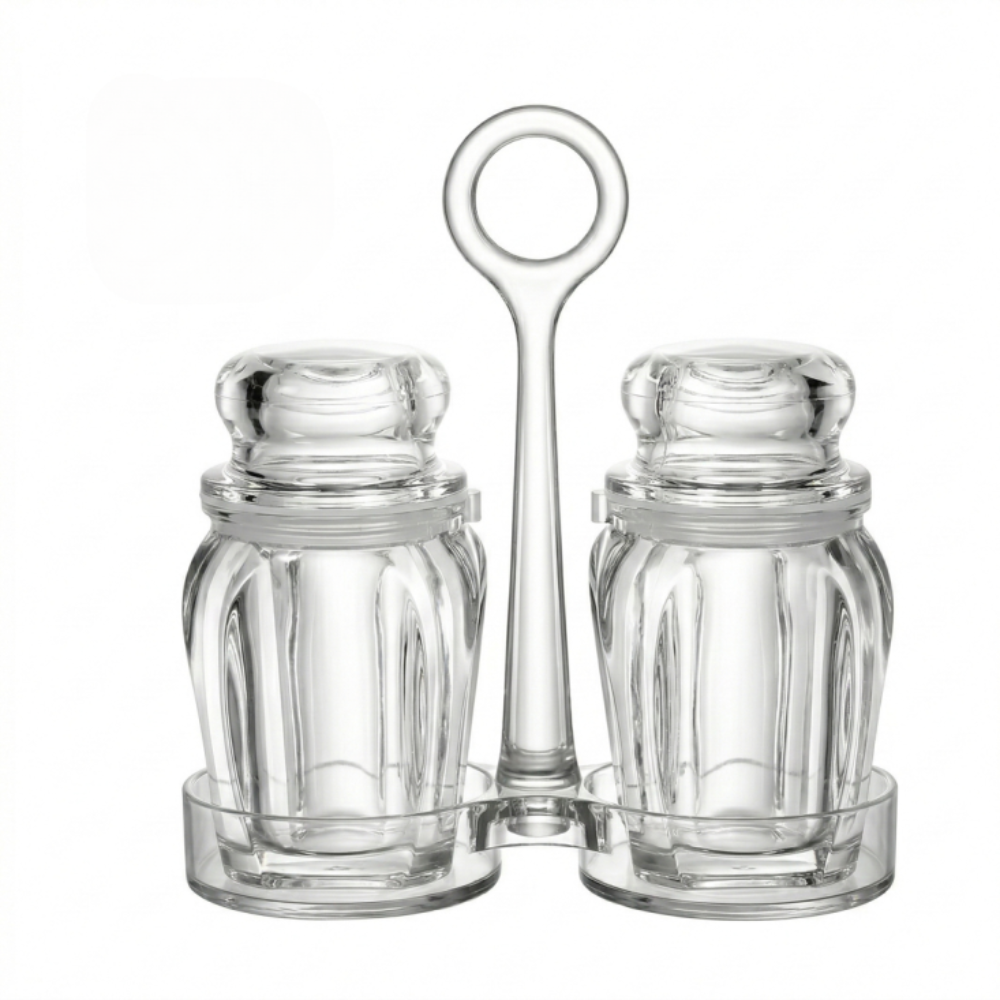 סט מלח ופלפל מאקריל עם מעמד