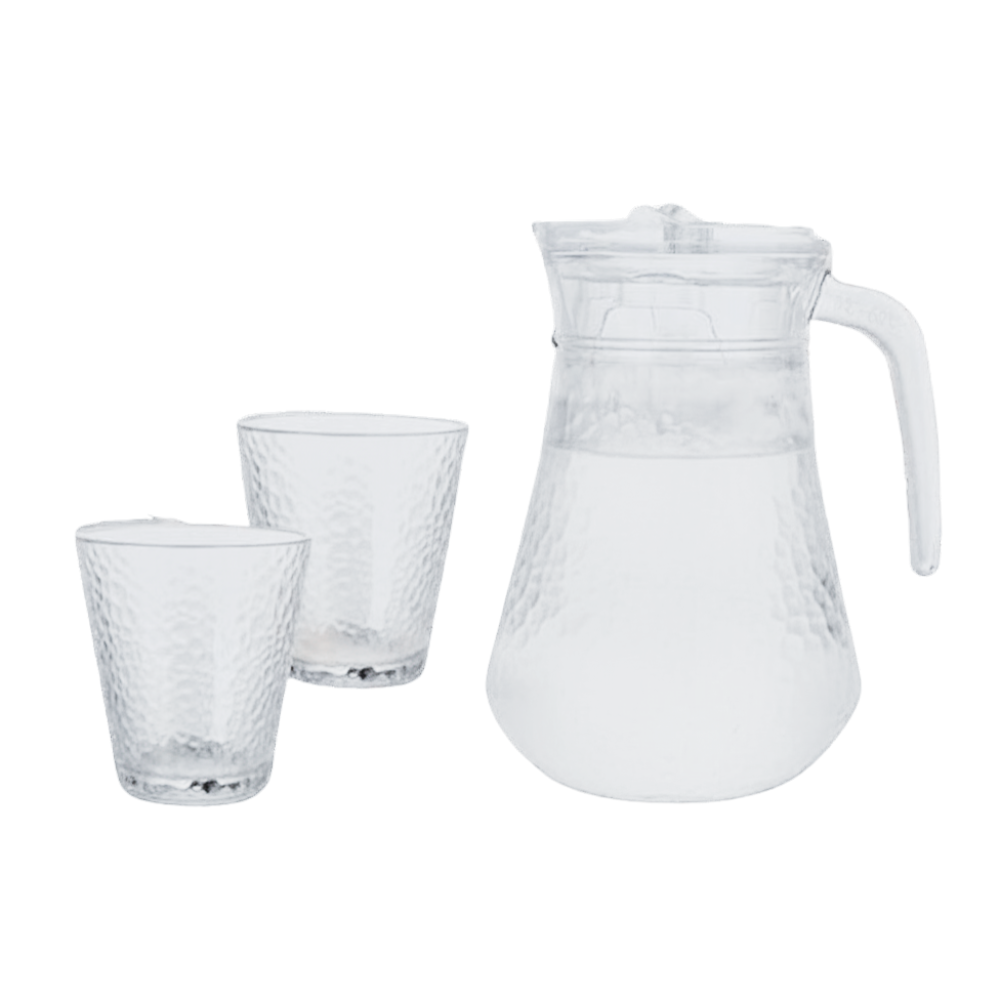 מארז קנקן וכוסות מזכוכית 7 חלקים - שקוף