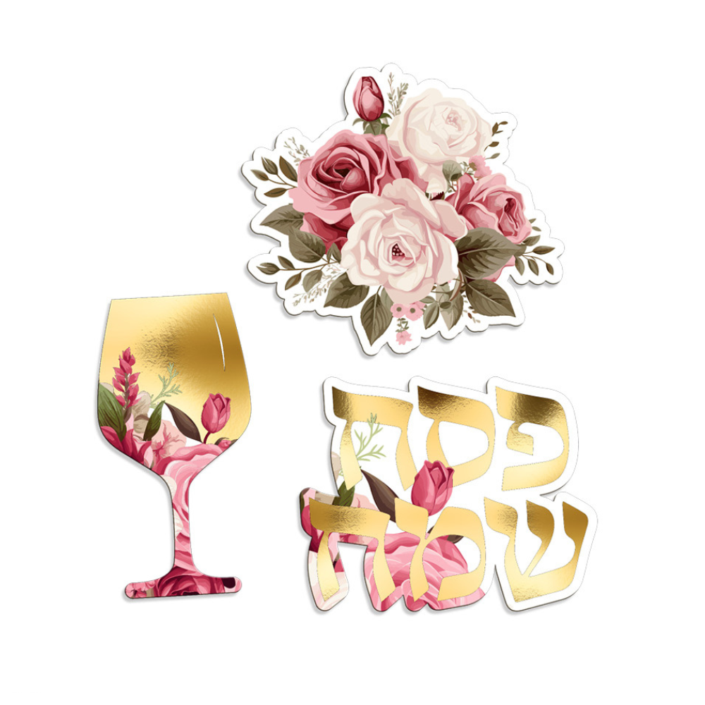 קישוטי שולחן פסח 12 יח' - פרחוני 