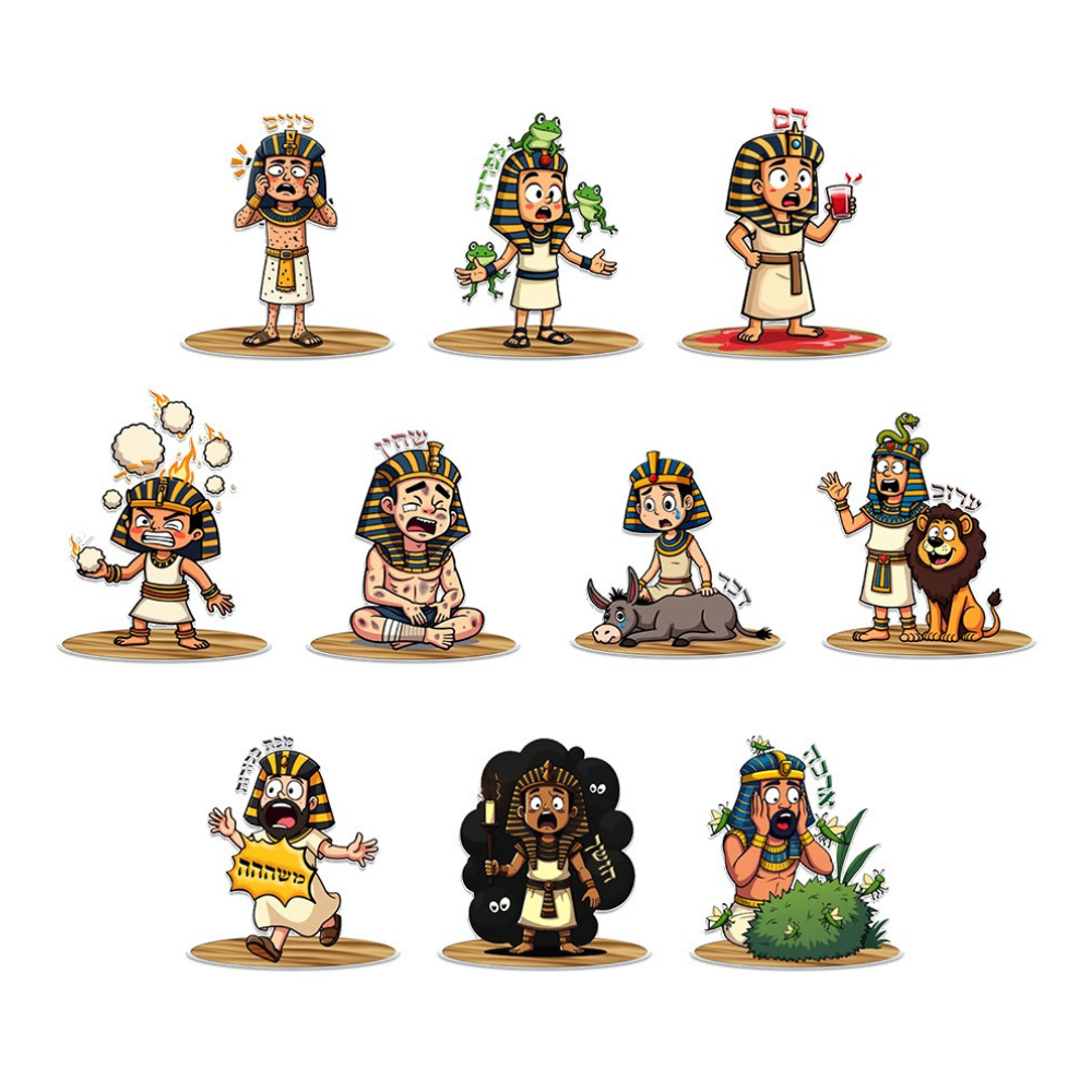 קישוט שולחן לפסח עשר המכות 10 יח' - צבעוני