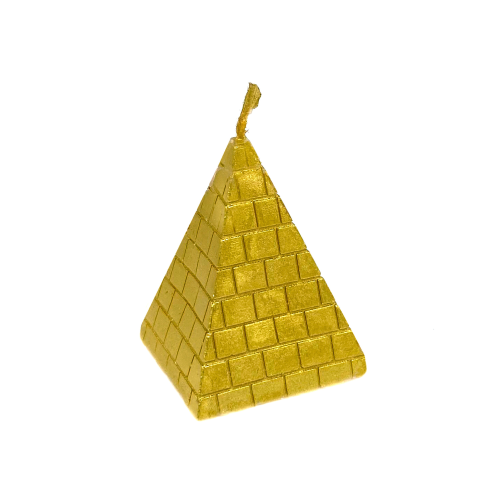 נר דקורטיבי פירמידה - זהב