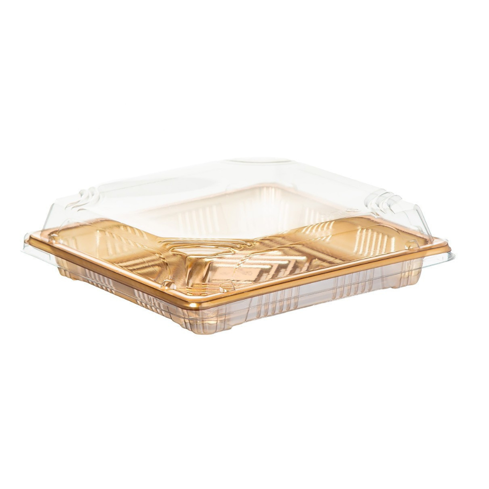 מגש + מכסה 28X28 ס"מ 3 יח' - זהב