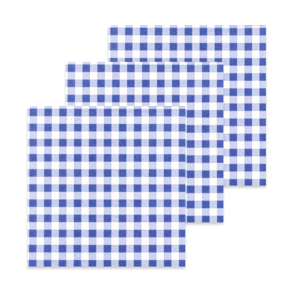 מפיות משובץ 20 יח' - כחול לבן