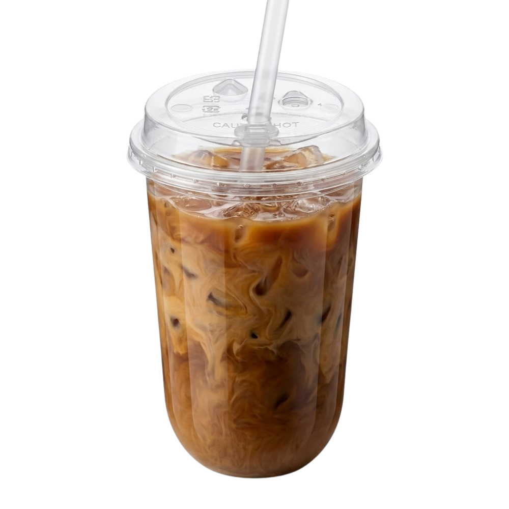 כוס פלסטיק אייס 12oz U קשיחה + מכסה 50 יח' - שקוף