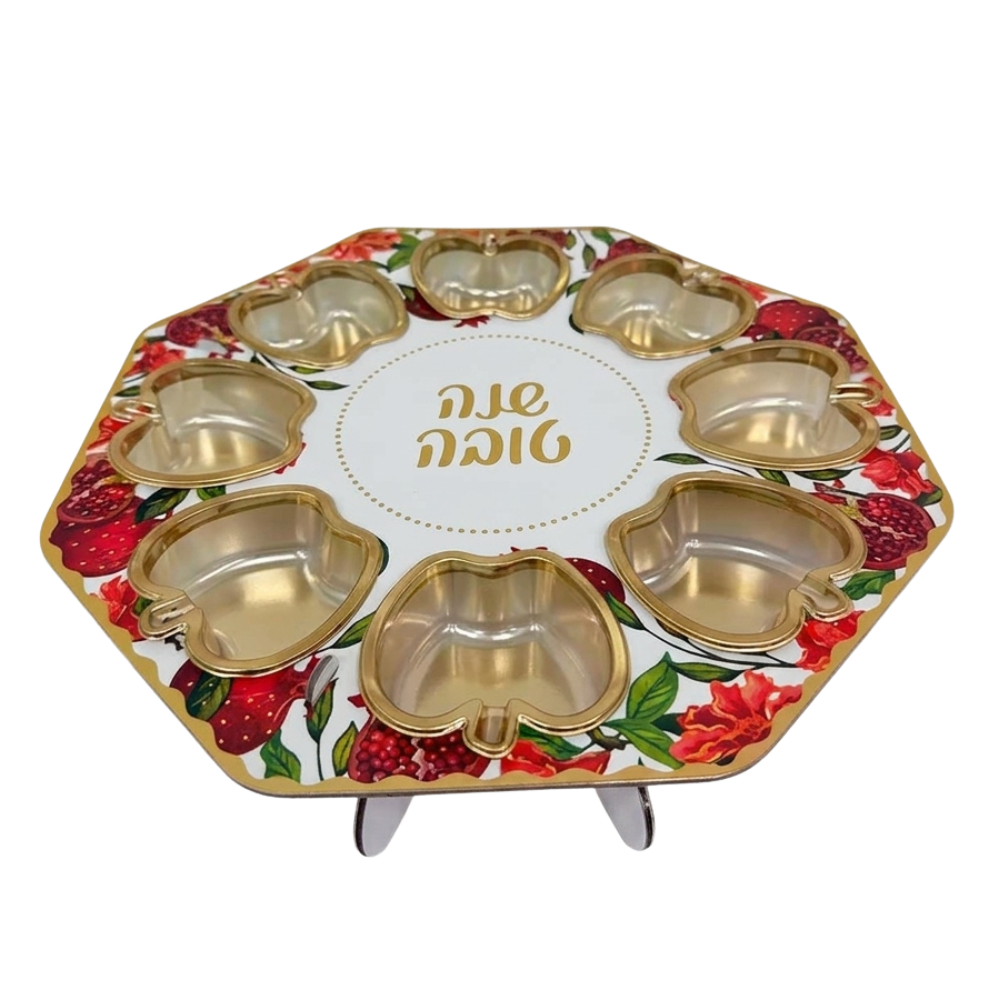 סטנד קרטון שנה טובה + 8 צלוחיות תפוח - רימונים