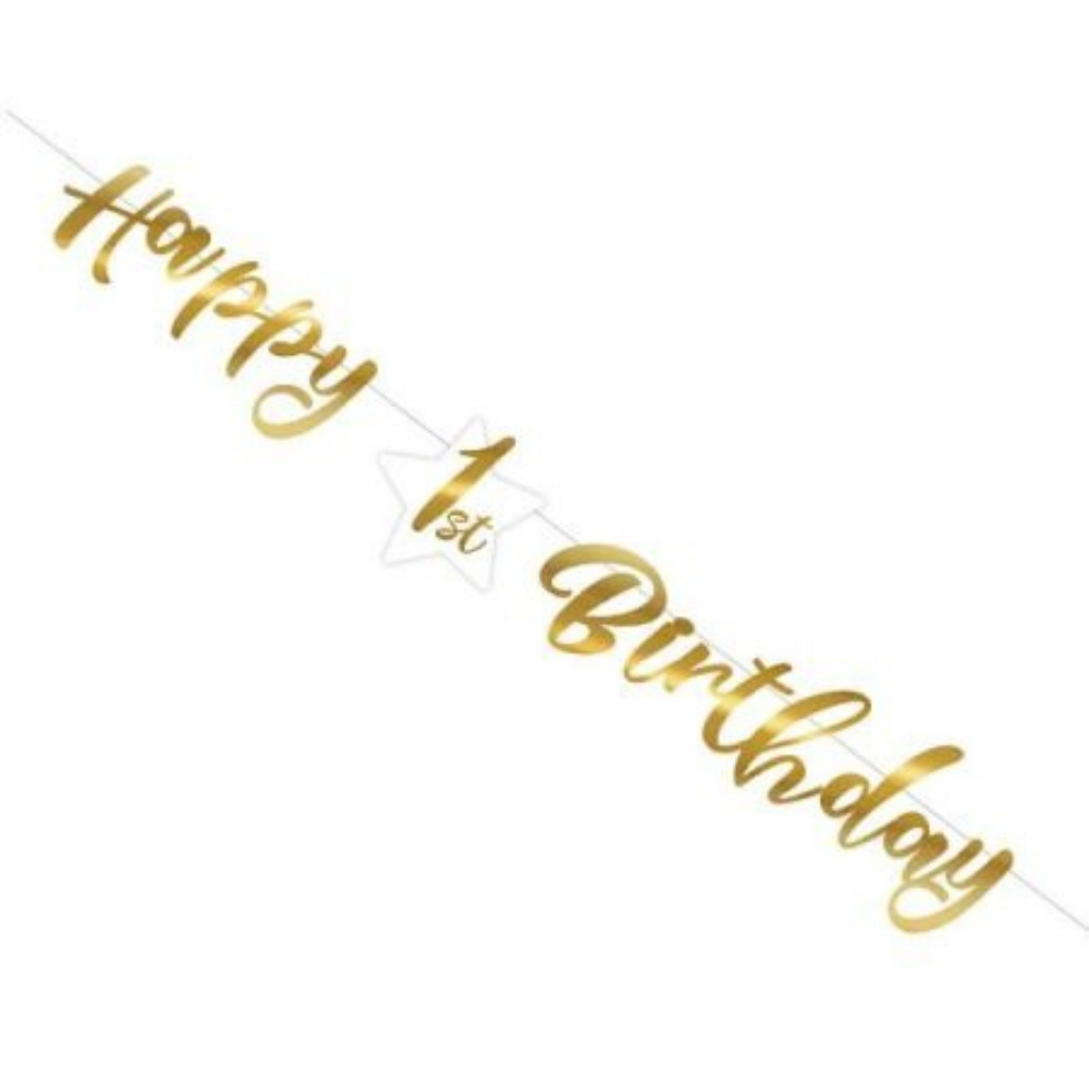 שרשרת HAPPY BIRTHDAY  לתלייה גיל שנה - זהב