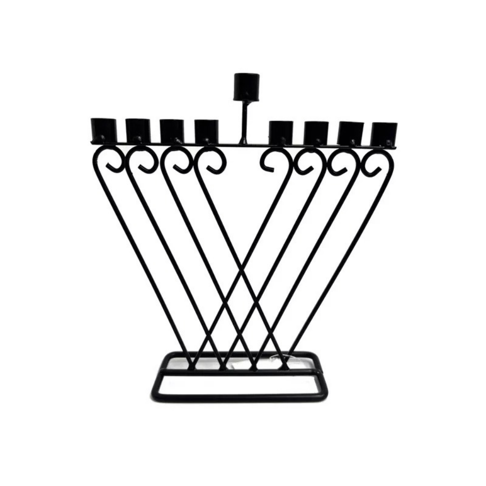 חנוכיה מעוצבת ממתכת פסים - שחור