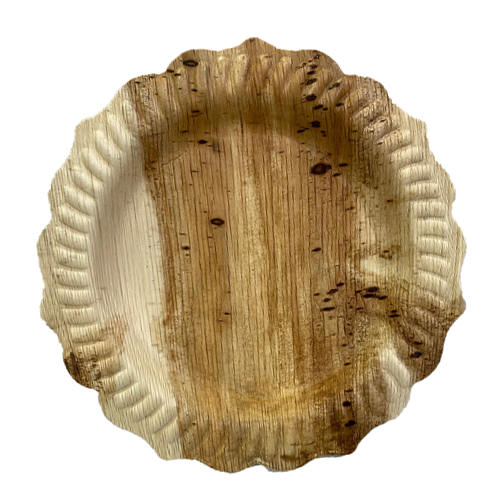 צלחת 10 עגולה עלי דקל ורד 8 יח' - גדול