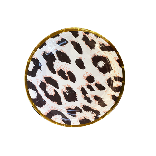 צלחת 7 יום הולדת ספארי 8 יח' - מנומר+זהב	