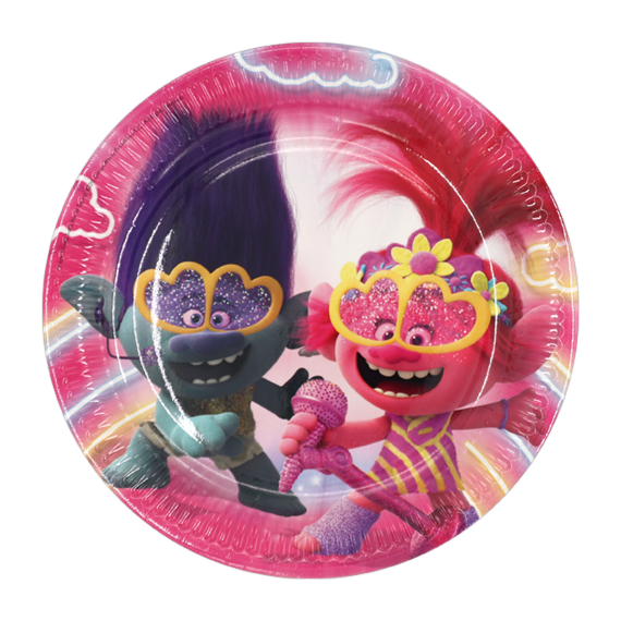 צלחת נייר 9 יום הולדת ממותגת - טרולים