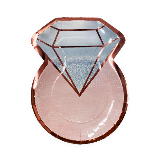 צלחת נייר דוגמת יהלום למסיבת רווקות/מקווה