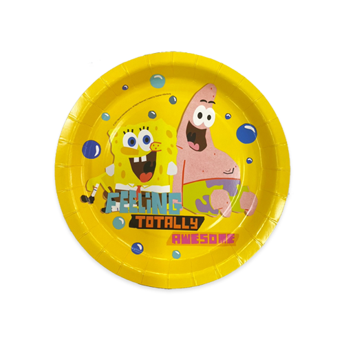 צלחת 7 יום הולדת בוב ספוג 8 יח' - צהוב