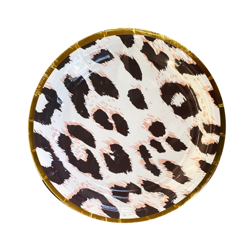 צלחת 9 יום הולדת ספארי 8 יח' - מנומר+זהב