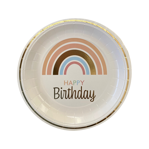 צלחת 9 יום הולדת קשת בענן 8 יח' - קרם