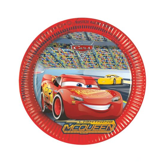 צלחת נייר 9 יום הולדת מכוניות 8 יח' - אדום