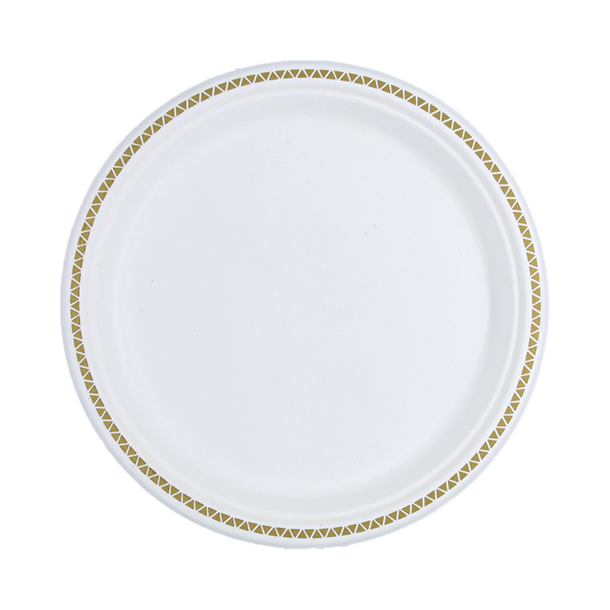 צלחת 9 מתכלה קנה סוכר מודפס 20 יח' - זהב