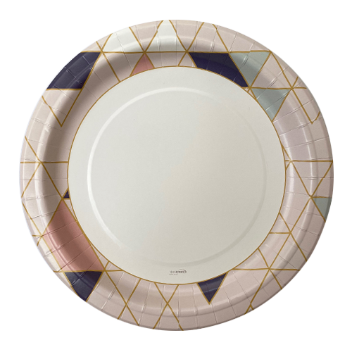 צלחת נייר 10 גיאומטרי 18 יח'- צבעוני