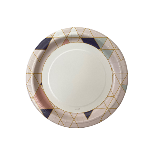 צלחת נייר 7 גיאומטרי 18 יח'- צבעוני