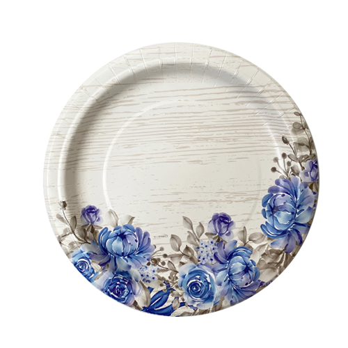 צלחת נייר 9 פרח 18 יח'- כחול