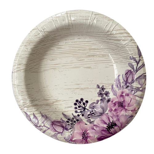 צלחת נייר 10 פרח 18 יח'- סגול