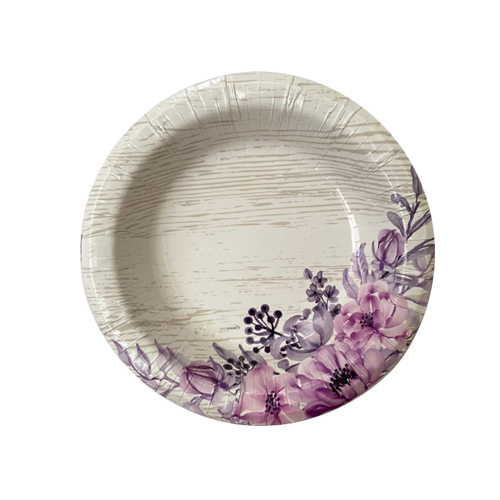 צלחת נייר 7 פרח 18 יח'- סגול