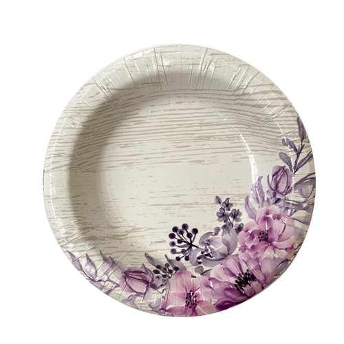 צלחת נייר 9 פרח 18 יח'- סגול