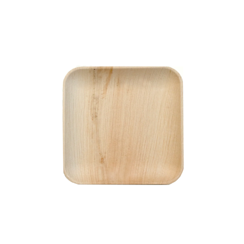 צלחת מרובעת מתכלה עלי דקל 15*15 ס"מ 10 יח' - קטן