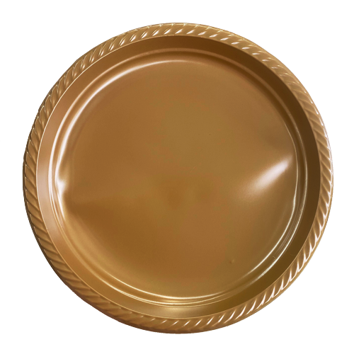 צלחת 10 פלסטיק color ארוז 18 יח'- זהב
