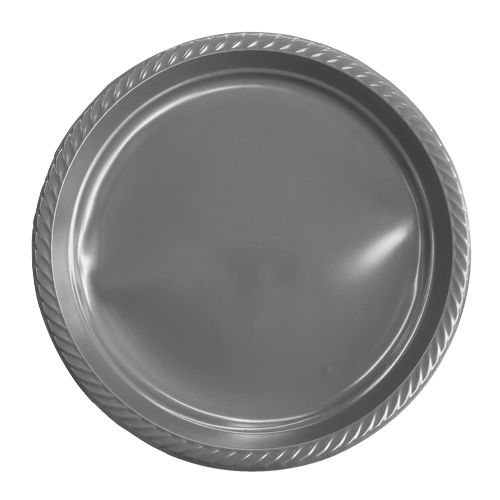 צלחת 10 פלסטיק color ארוז 18 יח'- כסף