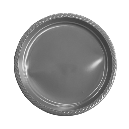 צלחת 9 פלסטיק color ארוז 18 יח' - כסף