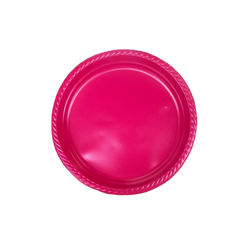 צלחת פלסטיק 7 color ארוז 18 יח' - ורוד