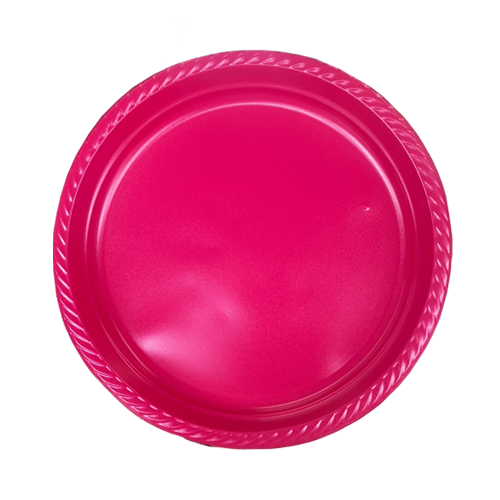 צלחת פלסטיק 9 color ארוז 18 יח' - ורוד פוקסיה